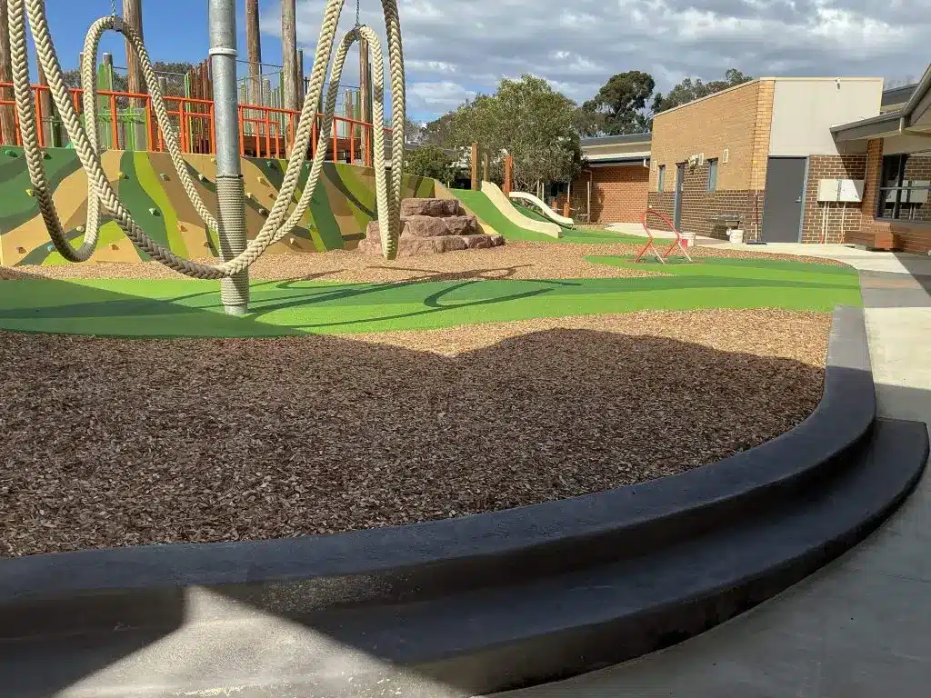 Playground area with climbing structure