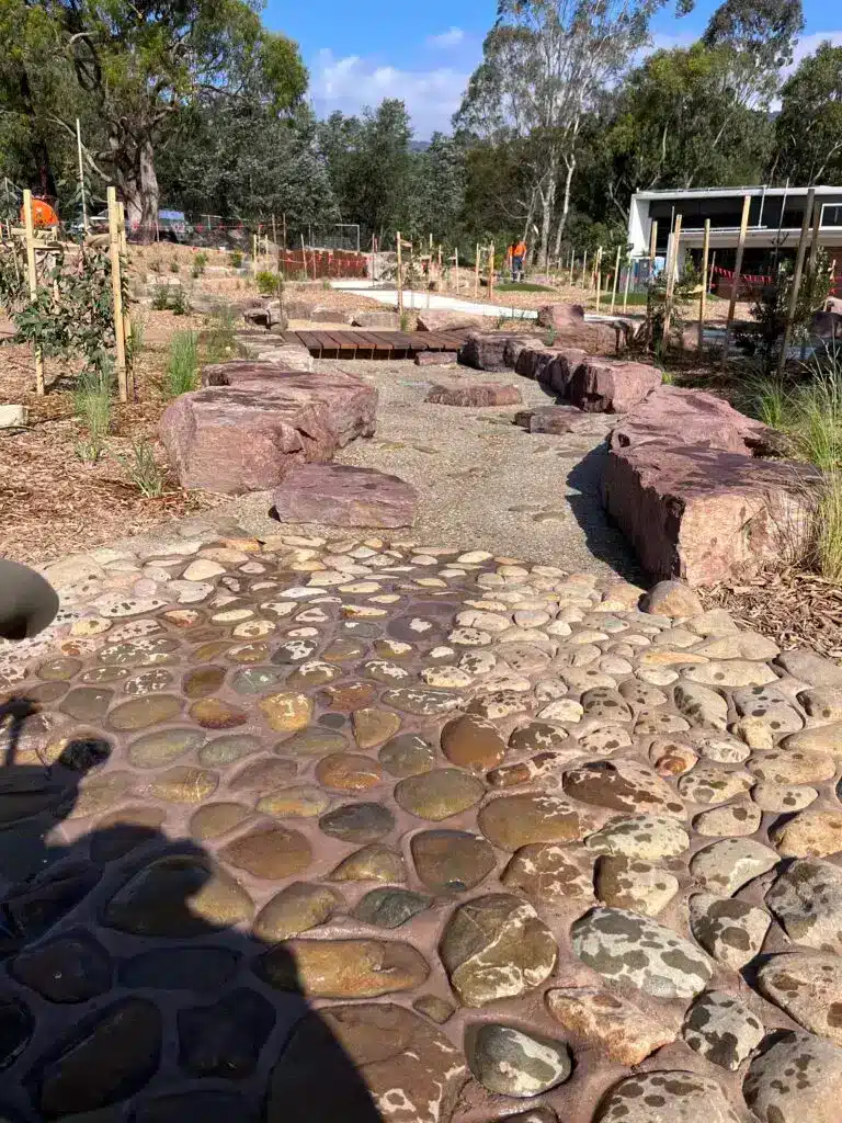 Stone path through garden