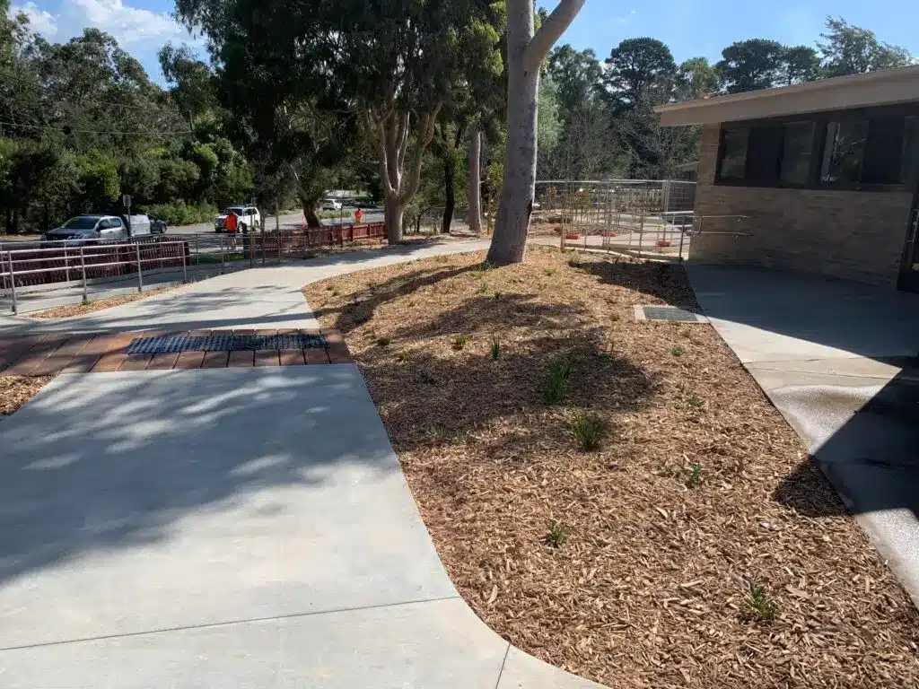 Park pathway and landscaping