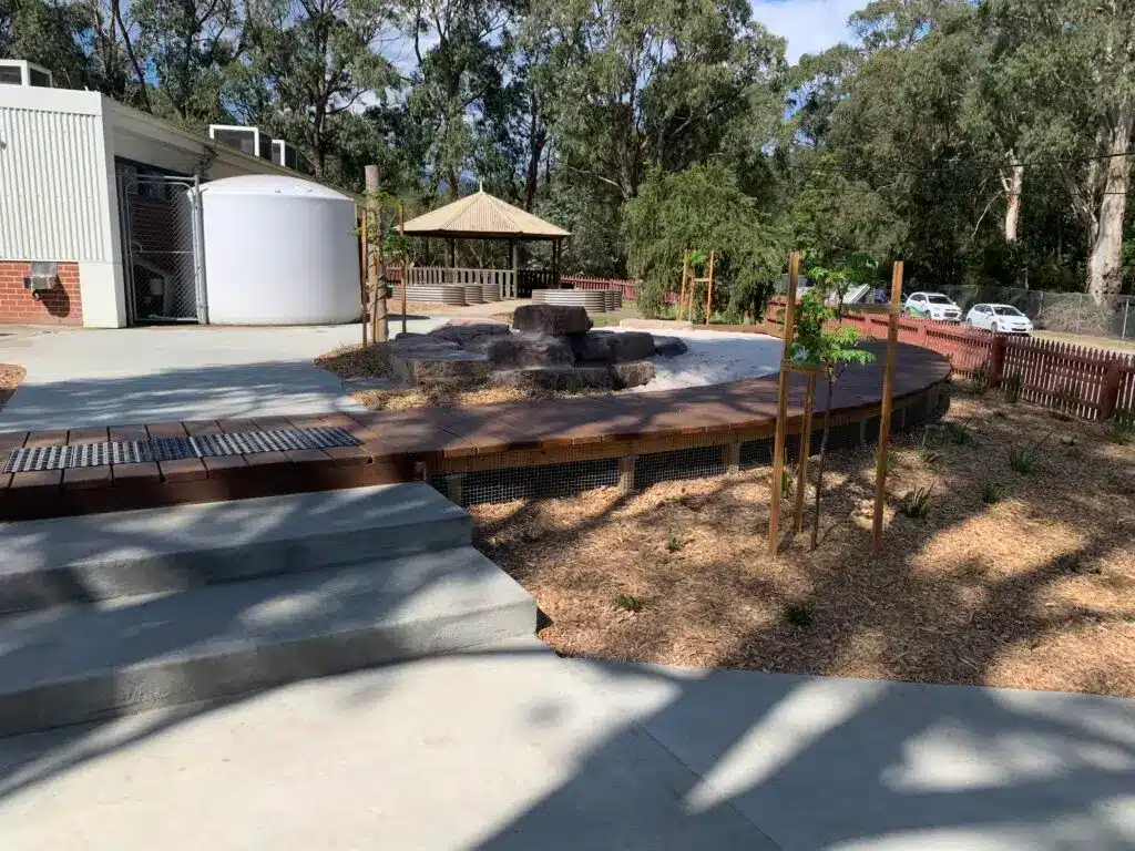 Outdoor learning area with seating