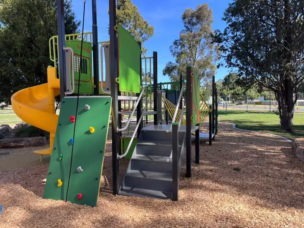 Outdoor playground climbing wall