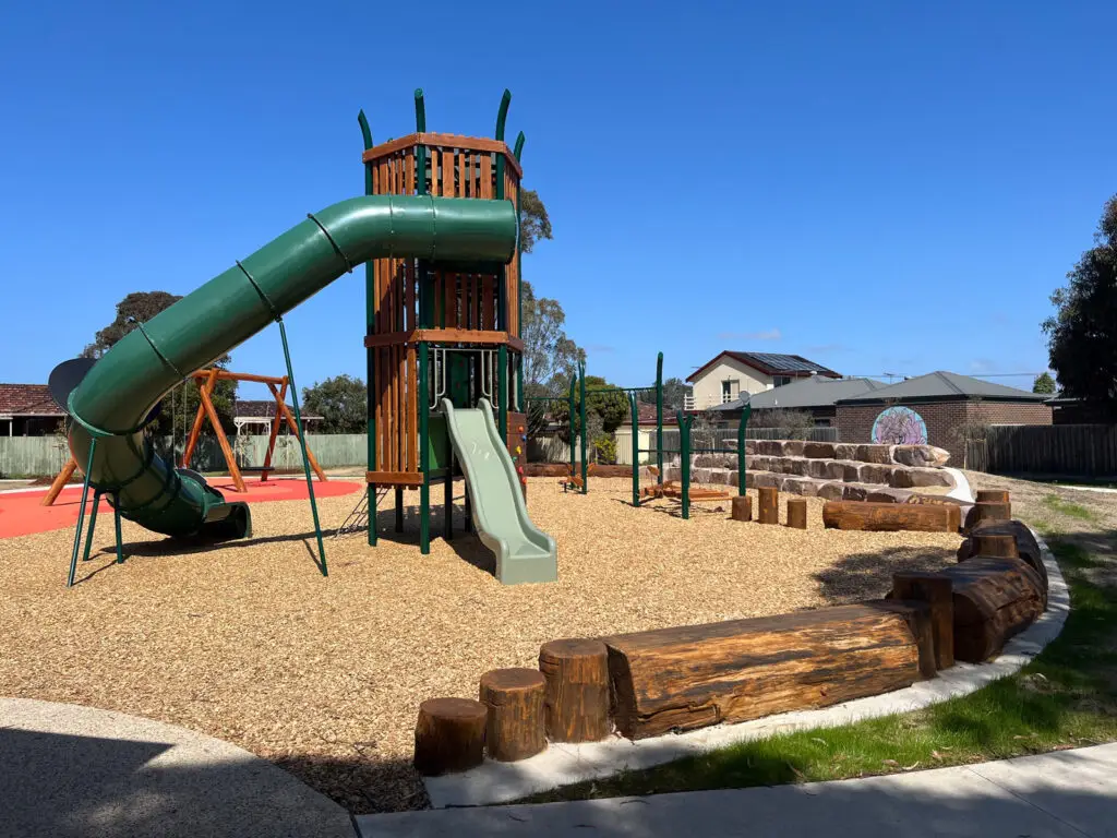 Outdoor playground with slide