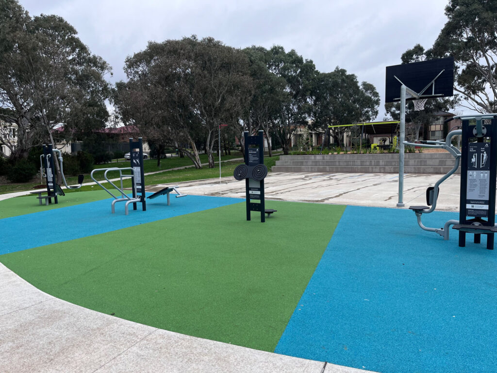 Outdoor gym equipment area