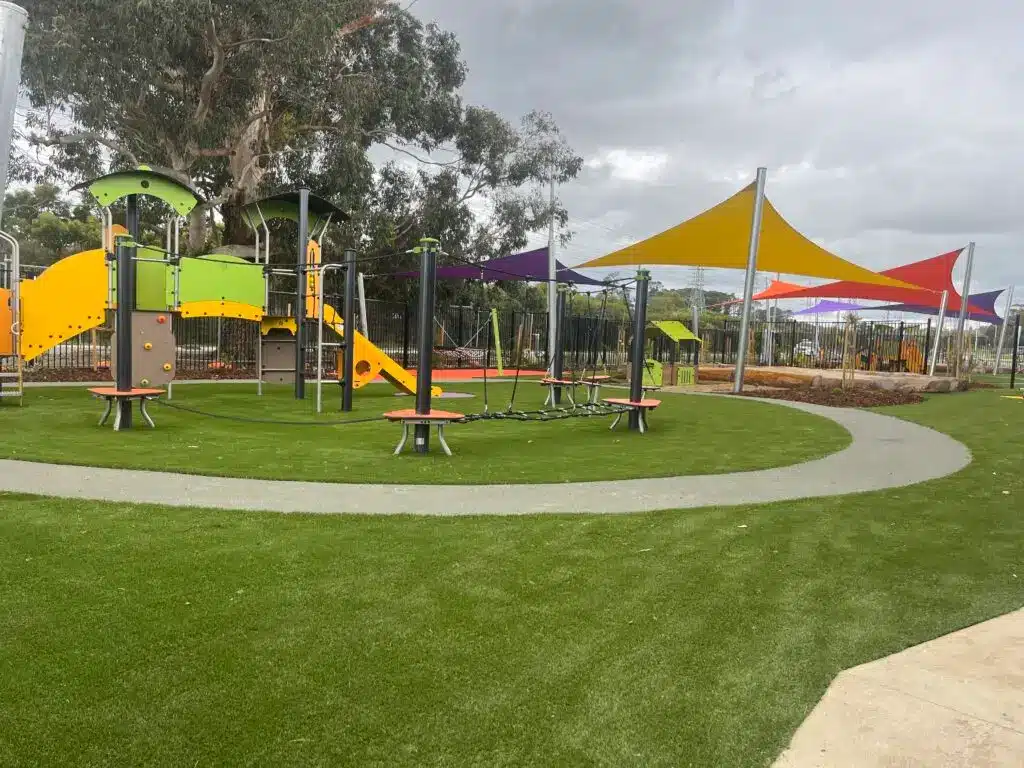 Playground with colourful shade sails